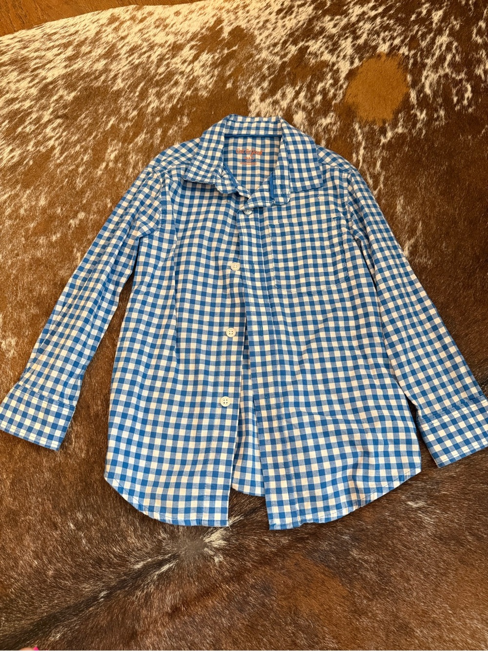 Cat & Jack Blue and White Gingham Button-Down Shirt